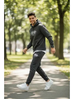 Trening barbati slim fit gri, Pantaloni + Hanorac, vatuit 12105 I3-3.1